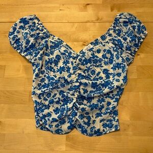 Sienna Sky blue and white flowers‎ zipper back closure  S